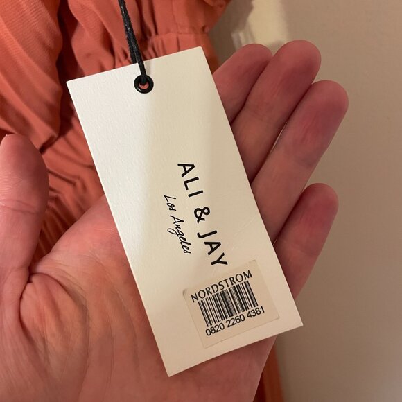 💃 Ali & Jay | Soho House Terra Cotta Pleated Halter Midi Dress Large NWT - Picture 7 of 10